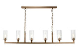 Brass & Glass Dining Room Linear 6 Light Chandelier Chandeliers LOOMLAN By Jamie Young