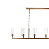 Brass & Glass Dining Room Linear 6 Light Chandelier Chandeliers LOOMLAN By Jamie Young