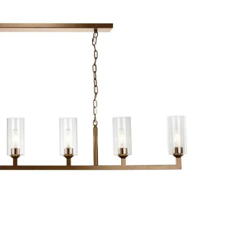 Brass & Glass Dining Room Linear 6 Light Chandelier Chandeliers LOOMLAN By Jamie Young