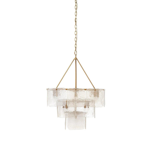 Brass & Glass Foyer Perignon Three Tier Chandelier Chandeliers LOOMLAN By Jamie Young