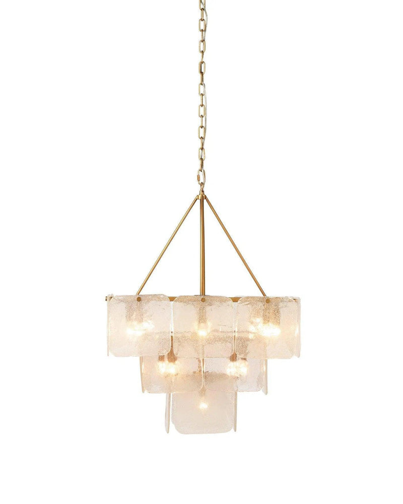 Brass & Glass Foyer Perignon Three Tier Chandelier Chandeliers LOOMLAN By Jamie Young