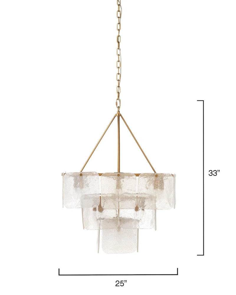 Brass & Glass Foyer Perignon Three Tier Chandelier Chandeliers LOOMLAN By Jamie Young