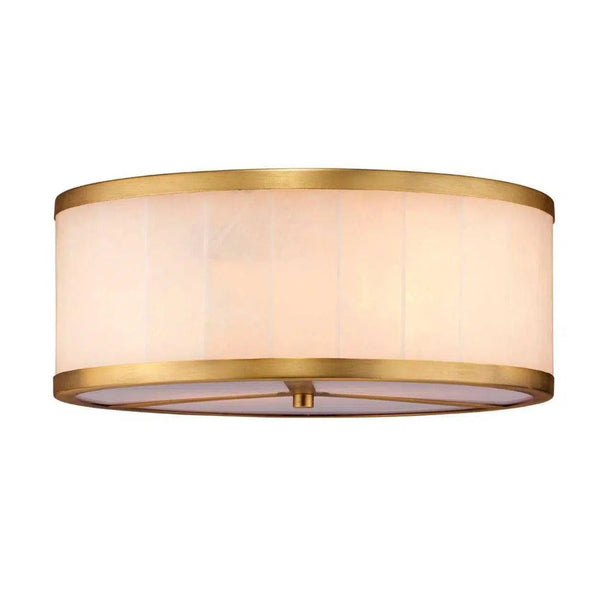 Brass & White Alabaster Large Upsala Flush Mount Ceiling Light Flush Mounts LOOMLAN By Jamie Young