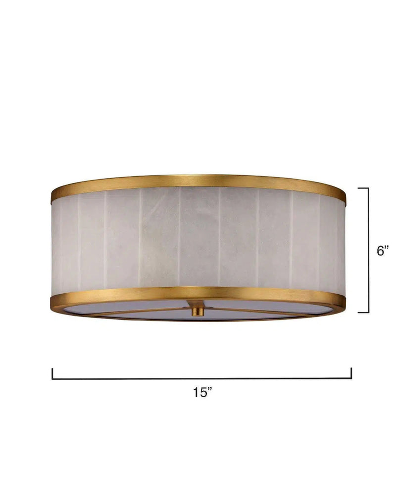 Brass & White Alabaster Large Upsala Flush Mount Ceiling Light Flush Mounts LOOMLAN By Jamie Young