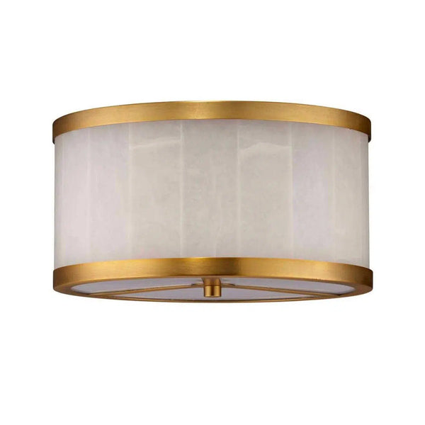 Brass & White Alabaster Small Upsala Flush Mount Ceiling Light Flush Mounts LOOMLAN By Jamie Young