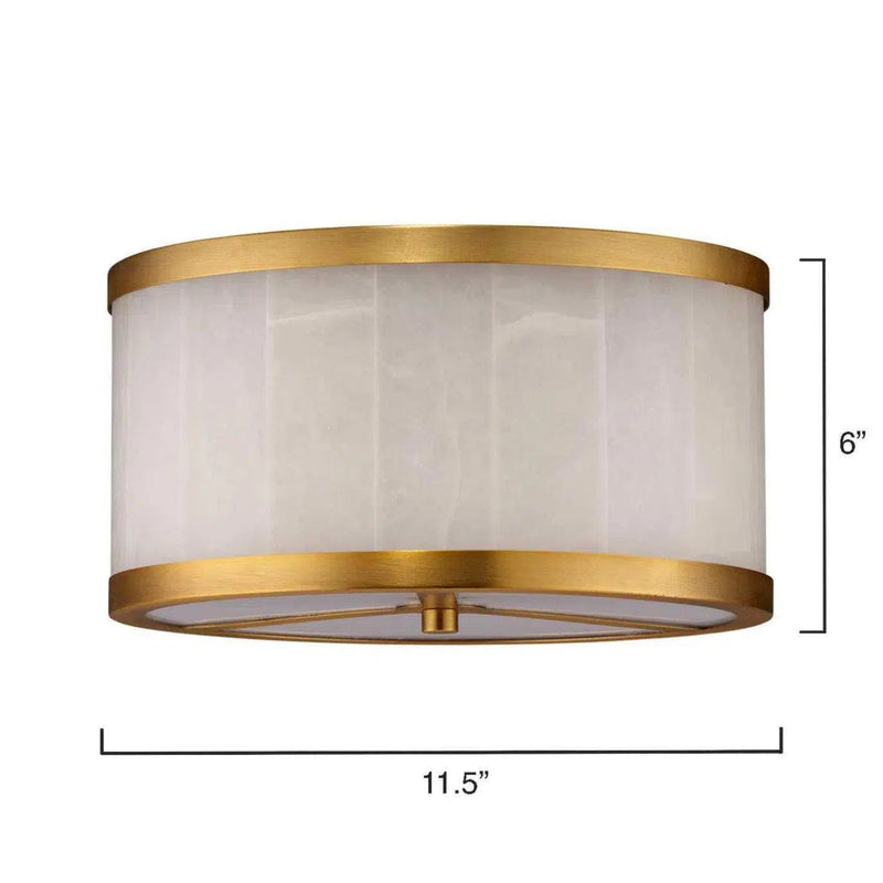 Brass & White Alabaster Small Upsala Flush Mount Ceiling Light Flush Mounts LOOMLAN By Jamie Young