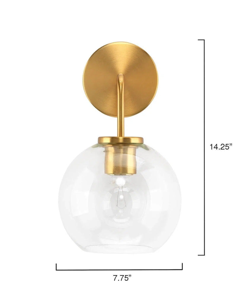 Brass Clear Glass Reece Wall Sconce Wall Sconces LOOMLAN By Jamie Young