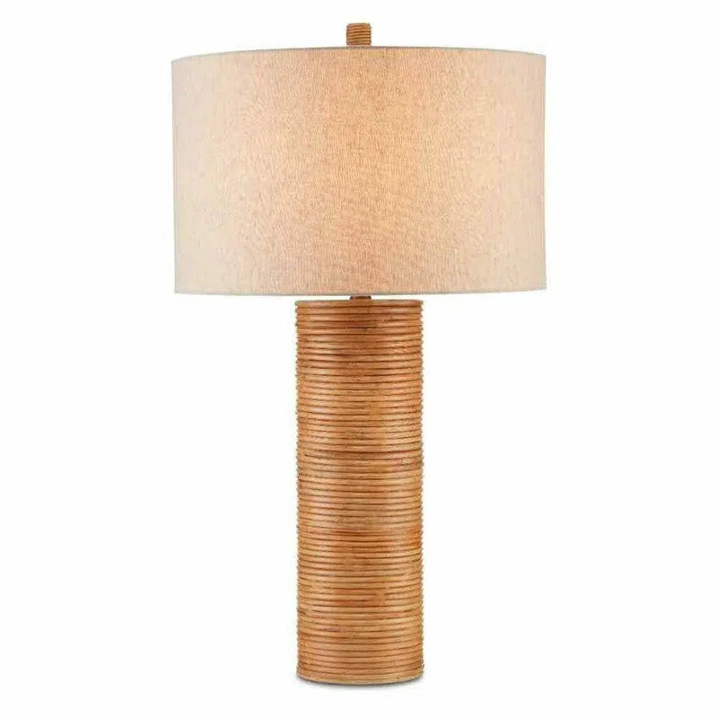 Brass Natural Rattan Salome Table Lamp Table Lamps LOOMLAN By Currey & Co