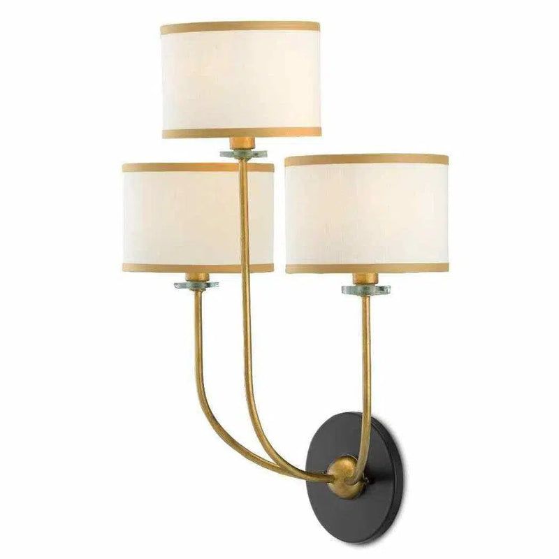 Brass Satin Black White Croydon Wall Sconce Wall Sconces LOOMLAN By Currey & Co