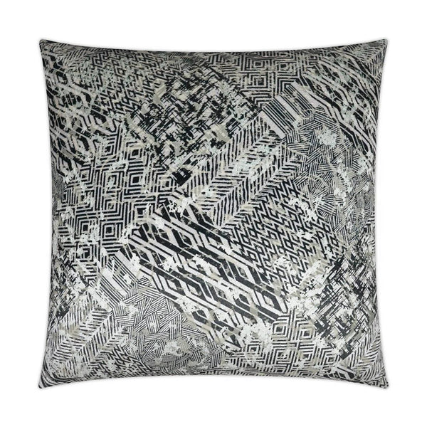 Brea Abstract Black Silver Grey Large Throw Pillow With Insert Throw Pillows LOOMLAN By D.V. Kap
