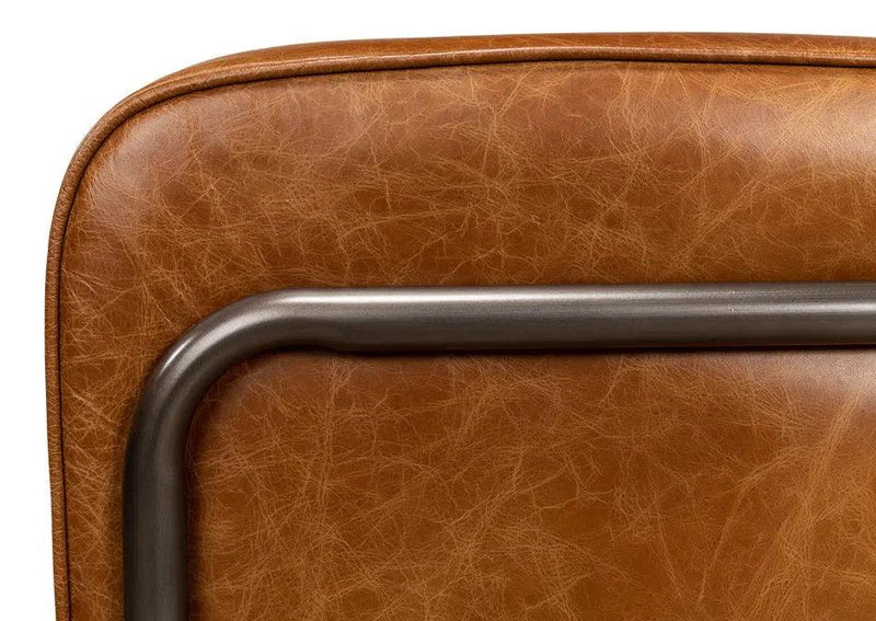 Breda Retro Brown Leather Accent Tub Chair Accent Chairs LOOMLAN By Sarreid