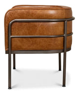 Breda Retro Brown Leather Accent Tub Chair Accent Chairs LOOMLAN By Sarreid