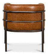 Breda Retro Brown Leather Accent Tub Chair Accent Chairs LOOMLAN By Sarreid