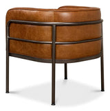 Breda Retro Brown Leather Accent Tub Chair Accent Chairs LOOMLAN By Sarreid