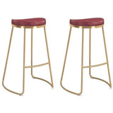 Bree Barstool (Set of 2) Burgundy & Gold Bar Stools LOOMLAN By Zuo Modern