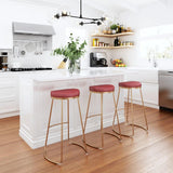 Bree Barstool (Set of 2) Burgundy & Gold Bar Stools LOOMLAN By Zuo Modern