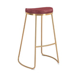 Bree Barstool (Set of 2) Burgundy & Gold Bar Stools LOOMLAN By Zuo Modern