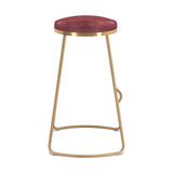 Bree Barstool (Set of 2) Burgundy & Gold Bar Stools LOOMLAN By Zuo Modern