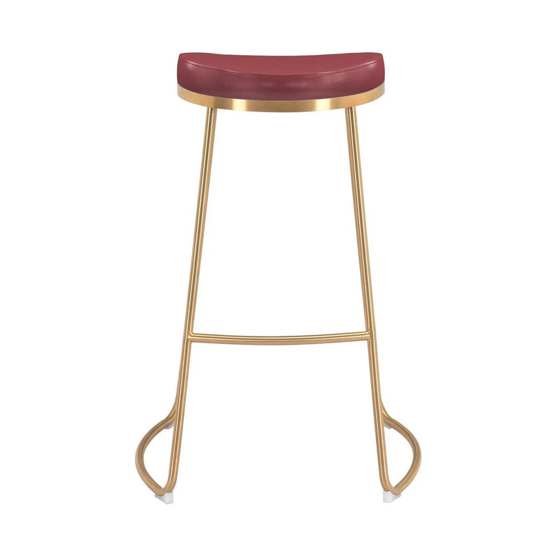 Bree Barstool (Set of 2) Burgundy & Gold Bar Stools LOOMLAN By Zuo Modern