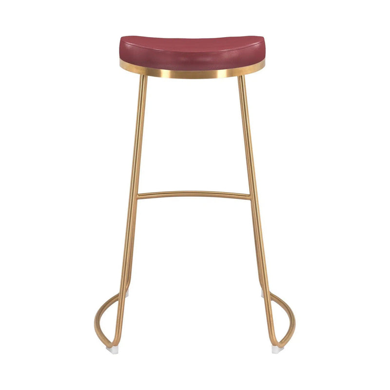 Bree Barstool (Set of 2) Burgundy & Gold Bar Stools LOOMLAN By Zuo Modern