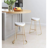 Bree Barstool (Set of 2) White & Gold Bar Stools LOOMLAN By Zuo Modern