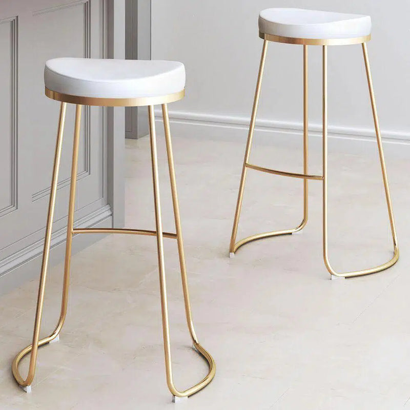 Bree Barstool (Set of 2) White & Gold Bar Stools LOOMLAN By Zuo Modern