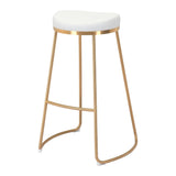 Bree Barstool (Set of 2) White & Gold Bar Stools LOOMLAN By Zuo Modern