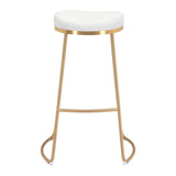 Bree Barstool (Set of 2) White & Gold Bar Stools LOOMLAN By Zuo Modern