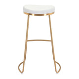 Bree Barstool (Set of 2) White & Gold Bar Stools LOOMLAN By Zuo Modern