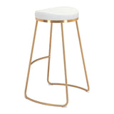 Bree Barstool (Set of 2) White & Gold Bar Stools LOOMLAN By Zuo Modern