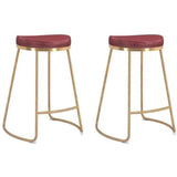 Bree Counter Stool (Set of 2) Burgundy & Gold Counter Stools LOOMLAN By Zuo Modern