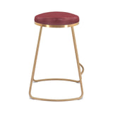 Bree Counter Stool (Set of 2) Burgundy & Gold Counter Stools LOOMLAN By Zuo Modern