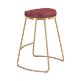 Bree Counter Stool (Set of 2) Burgundy & Gold Counter Stools LOOMLAN By Zuo Modern