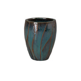 Breeze Round Teal Ceramic Planter Outdoor Planters LOOMLAN By Emissary