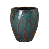 Breeze Round Teal Ceramic Planter Outdoor Planters LOOMLAN By Emissary