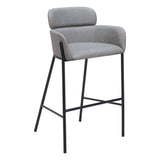 Bremor Slate Gray Barstool with Steel Legs Bar Stools LOOMLAN By Zuo Modern