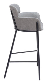 Bremor Slate Gray Barstool with Steel Legs Bar Stools LOOMLAN By Zuo Modern