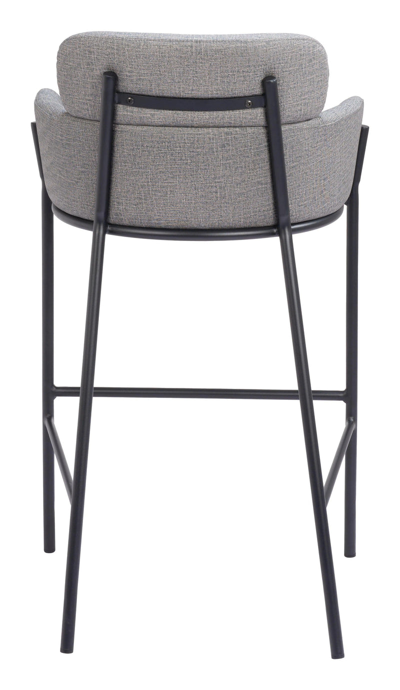 Bremor Slate Gray Barstool with Steel Legs Bar Stools LOOMLAN By Zuo Modern