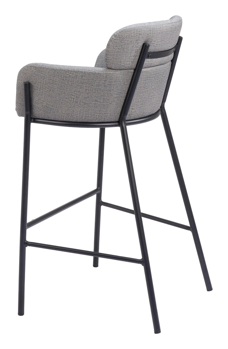 Bremor Slate Gray Barstool with Steel Legs Bar Stools LOOMLAN By Zuo Modern