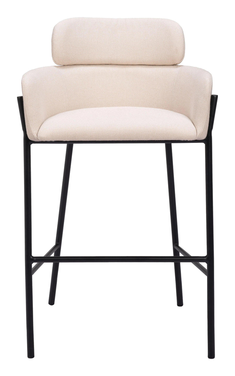 Bremor Steel Beige Barstool Bar Stools LOOMLAN By Zuo Modern