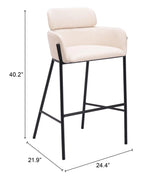 Bremor Steel Beige Barstool Bar Stools LOOMLAN By Zuo Modern