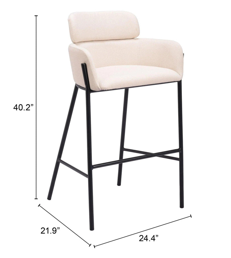 Bremor Steel Beige Barstool Bar Stools LOOMLAN By Zuo Modern