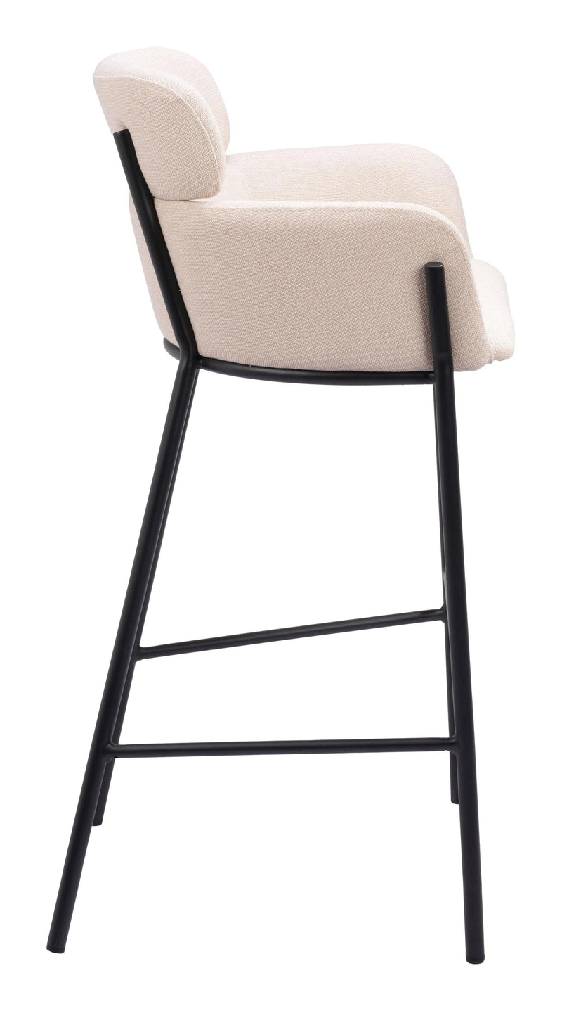 Bremor Steel Beige Barstool Bar Stools LOOMLAN By Zuo Modern