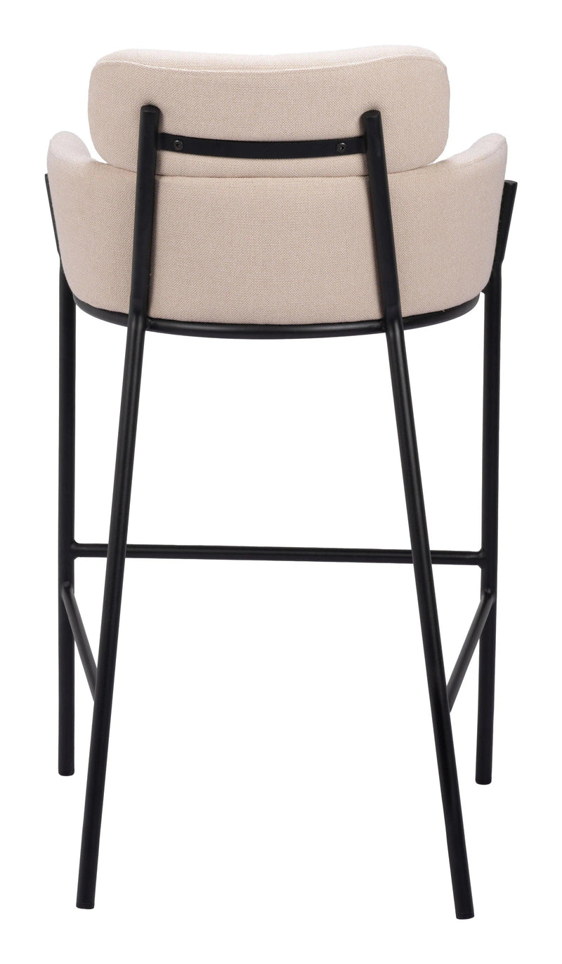 Bremor Steel Beige Barstool Bar Stools LOOMLAN By Zuo Modern