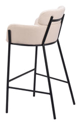 Bremor Steel Beige Barstool Bar Stools LOOMLAN By Zuo Modern