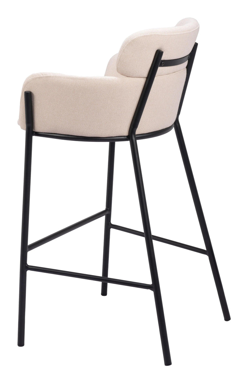 Bremor Steel Beige Barstool Bar Stools LOOMLAN By Zuo Modern