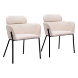 Bremor Steel Beige Dining Arm Chair (Set of 2) Dining Chairs LOOMLAN By Zuo Modern