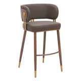 Brew Wood and Steel Brown Barstool (Set of 2) Bar Stools LOOMLAN By Zuo Modern