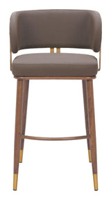Brew Wood and Steel Brown Barstool (Set of 2) Bar Stools LOOMLAN By Zuo Modern