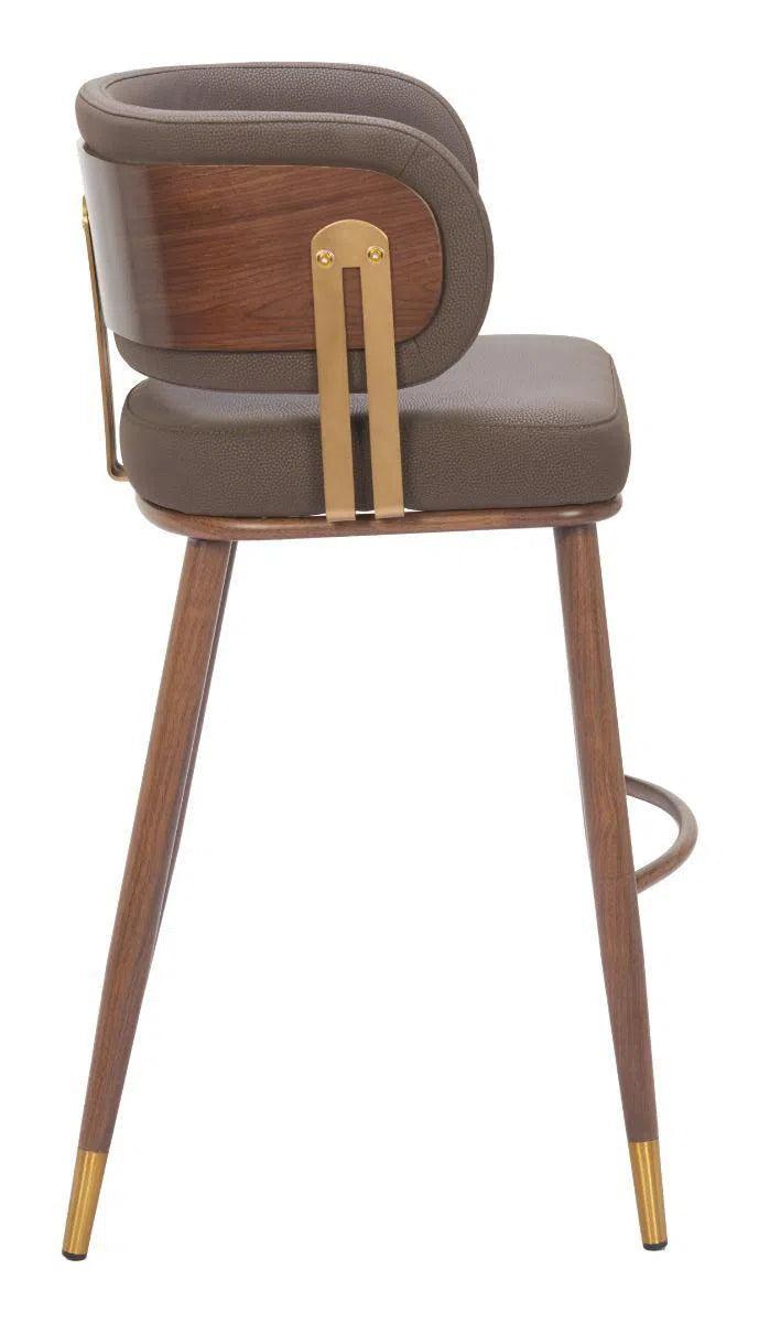 Brew Wood and Steel Brown Barstool (Set of 2) Bar Stools LOOMLAN By Zuo Modern